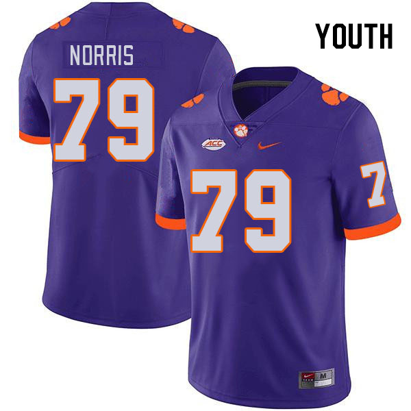 Youth Clemson Tigers Jake Norris #79 College Purple NCAA Authentic Football Stitched Jersey 23VH30YY